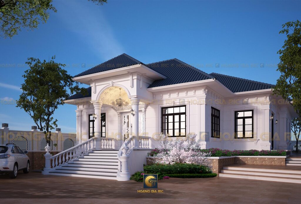 190304, biệt thự 1 tầng tân cổ điển, phối cảnh 2.