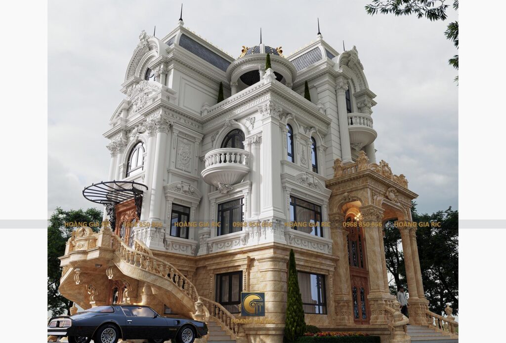 Biệt thự cổ điển 4 tầng 1 áp mái, phối cảnh 4