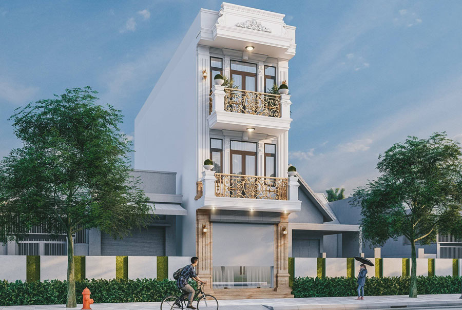 Thiết kế công năng mẫu nhà phố 3 tầng tân cổ điển