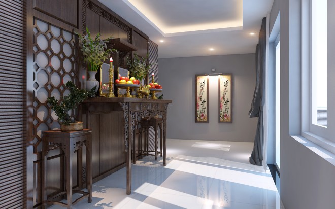 xây nhà 5 tầng: phòng thờ – sân thượng – không gian xanh ở tầng 5