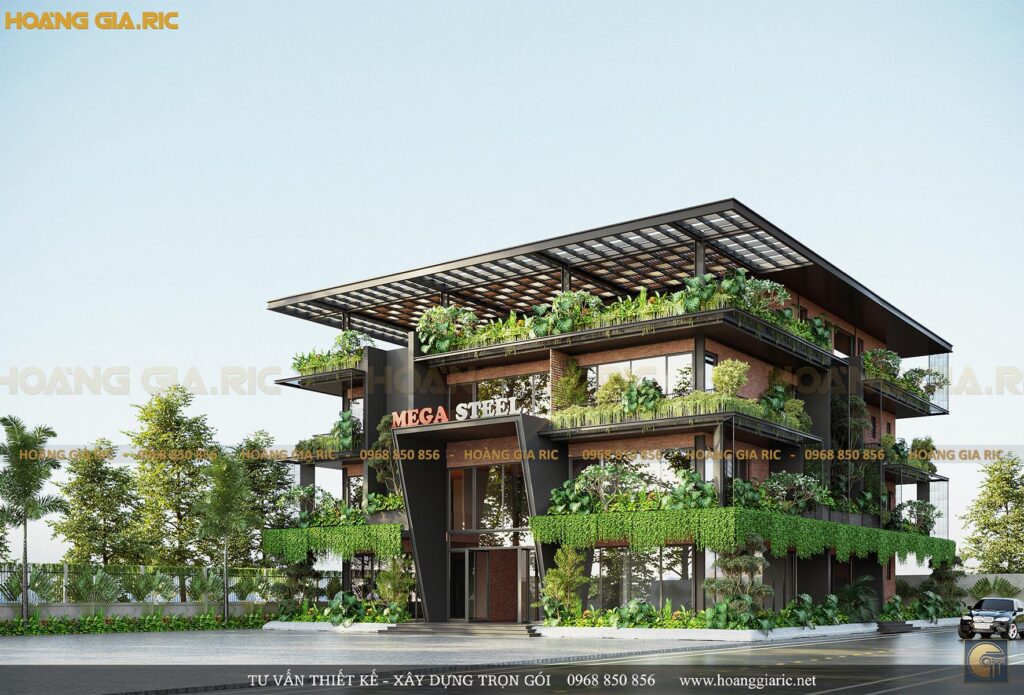 Thiết kế văn phòng kiến trúc xanh (Biophilic) & khung kết cấu thép