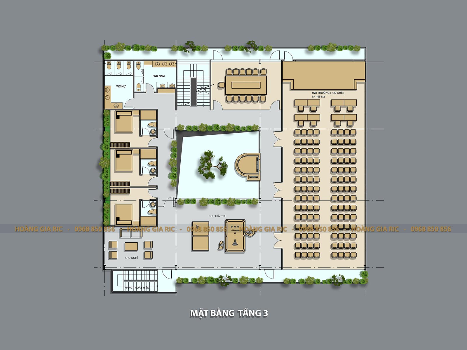 Mặt bằng văn phòng - phòng họp, hội trường, phòng giải trí, nghỉ ngơi